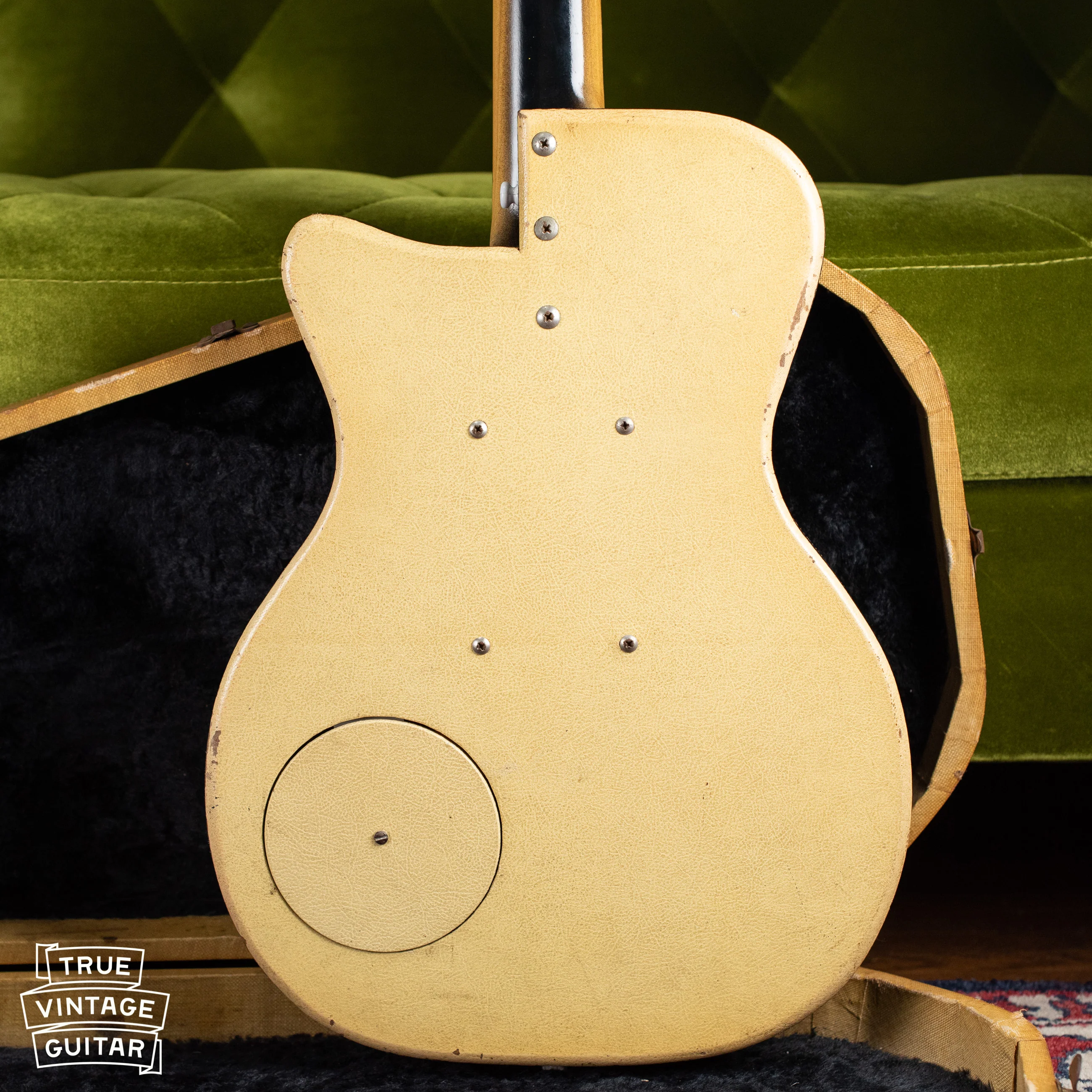 1956 Danelectro U-2 Grained Ivory Leatherette with case - Image 15