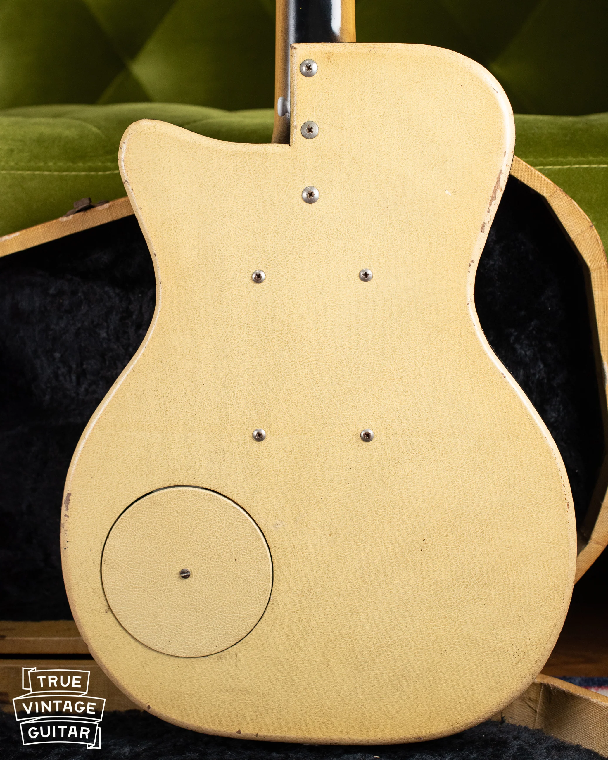 1956 Danelectro U-2 Grained Ivory Leatherette with case - Image 16