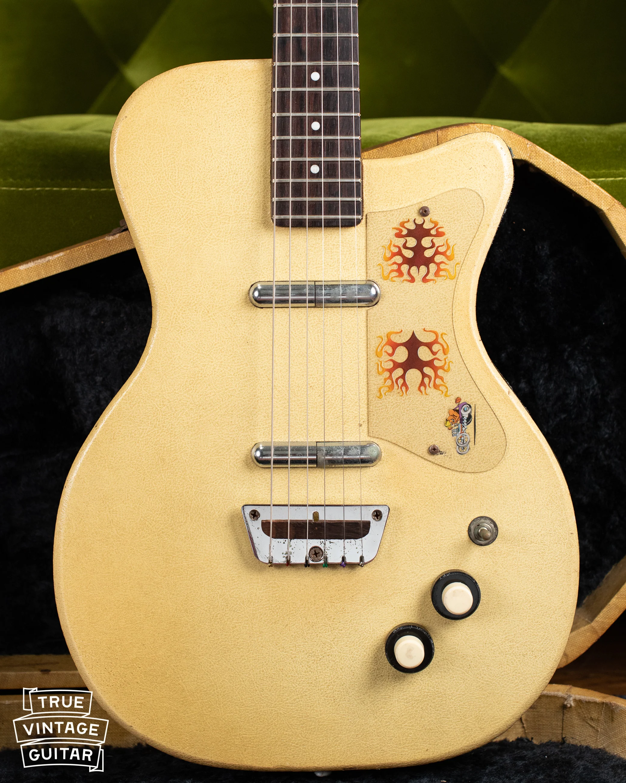 1956 Danelectro U-2 Grained Ivory Leatherette with case - Image 2