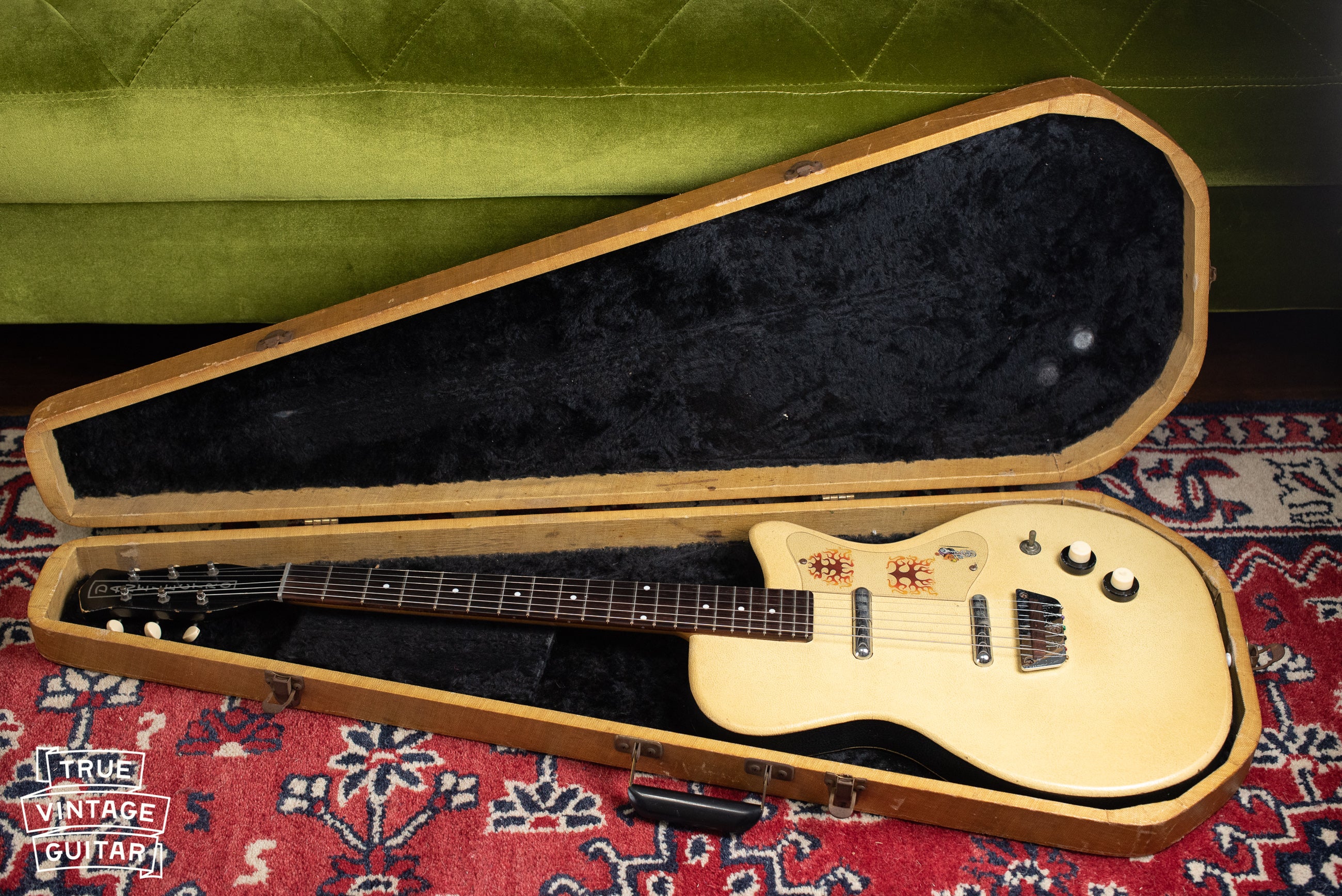 1956 Danelectro U-2 Grained Ivory Leatherette with case - Image 20