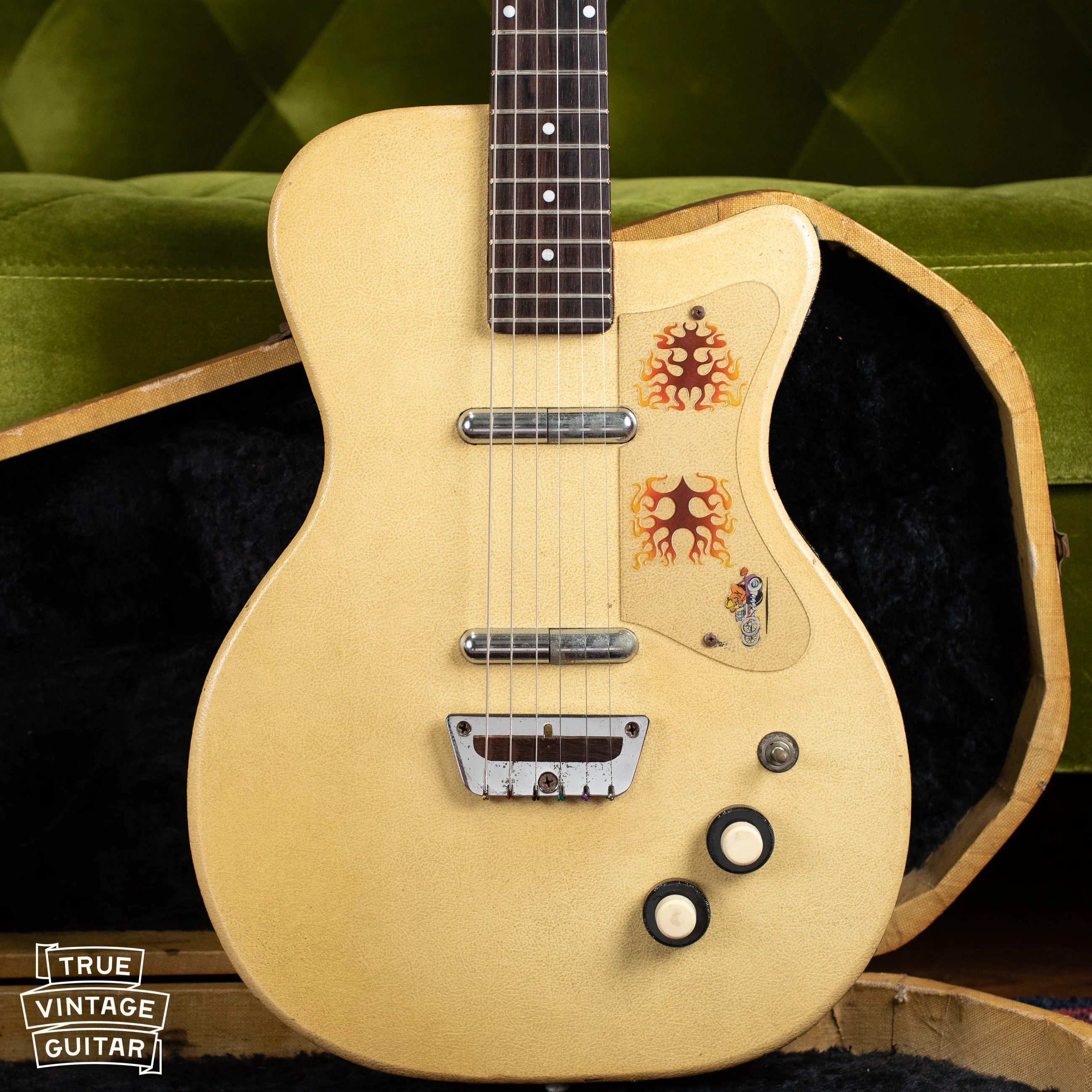 1956 Danelectro U-2 Grained Ivory Leatherette with case - Image 3