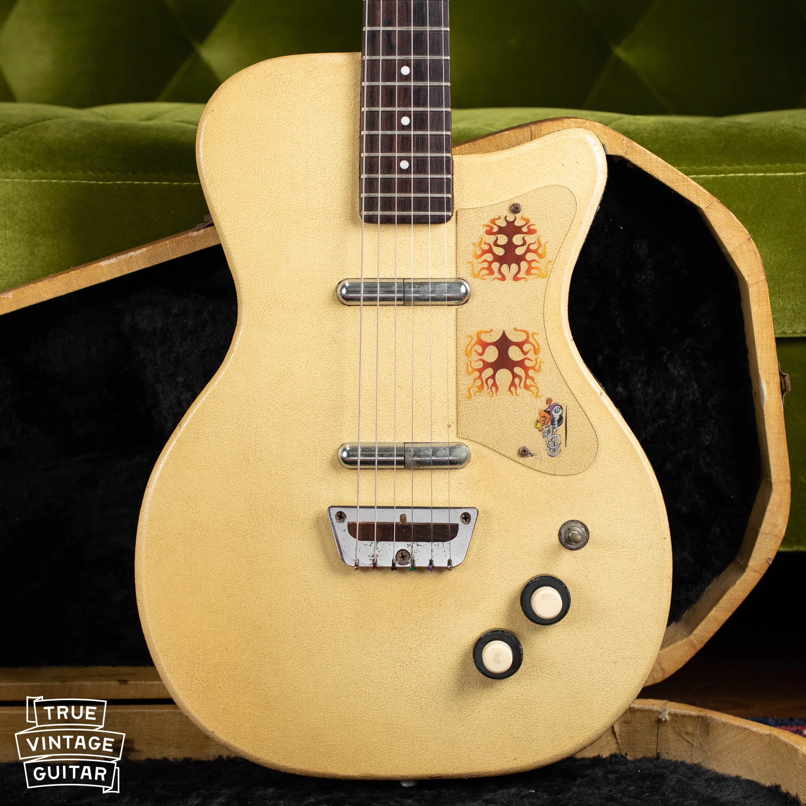 1956 Danelectro U-2 Grained Ivory Leatherette with case - Image 4