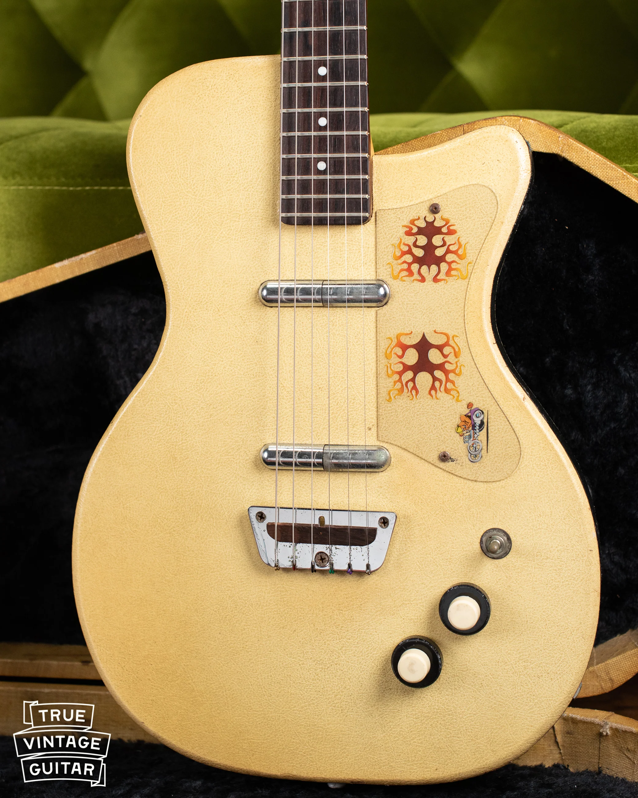 1956 Danelectro U-2 Grained Ivory Leatherette with case - Image 6