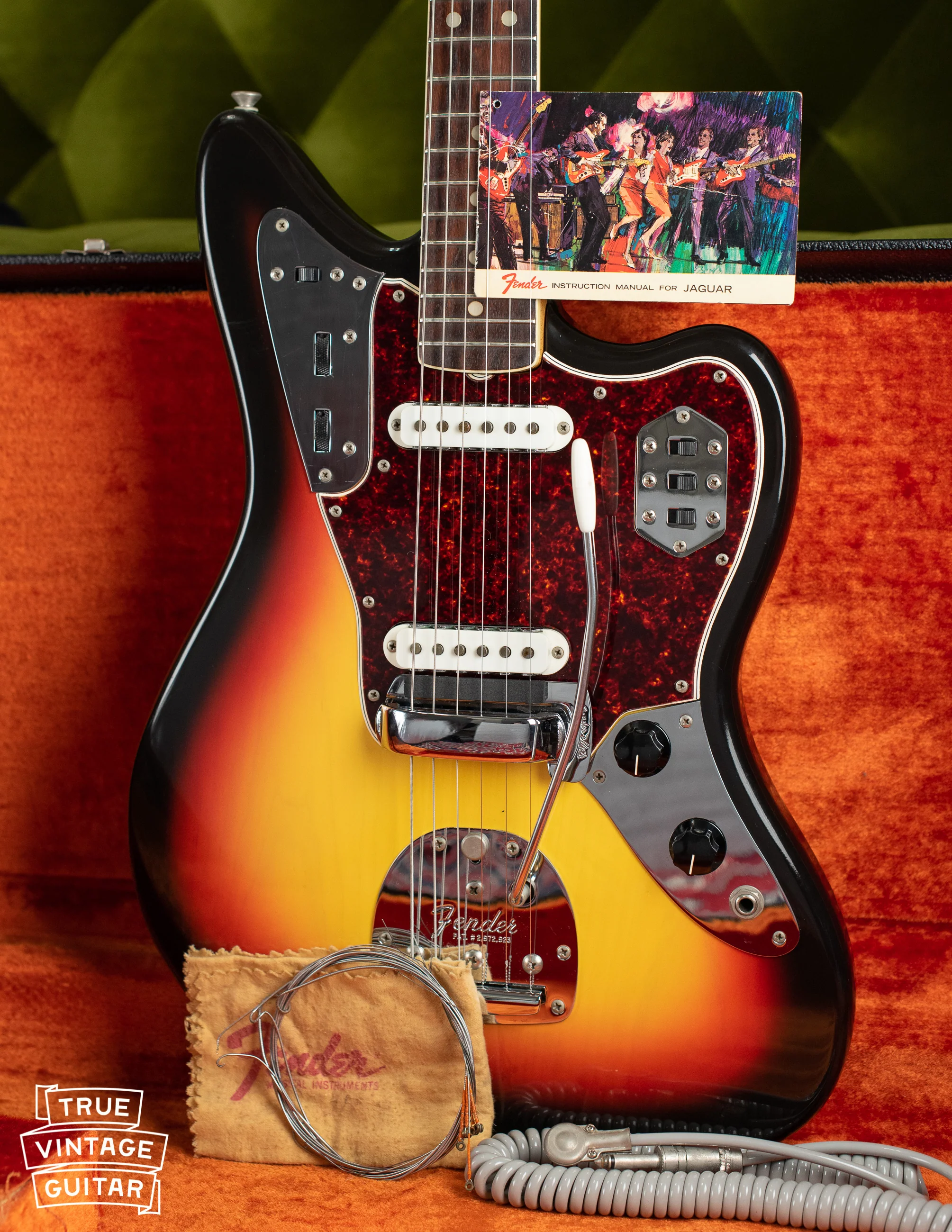 1966 Fender Jaguar Sunburst with hangtag and polish cloth