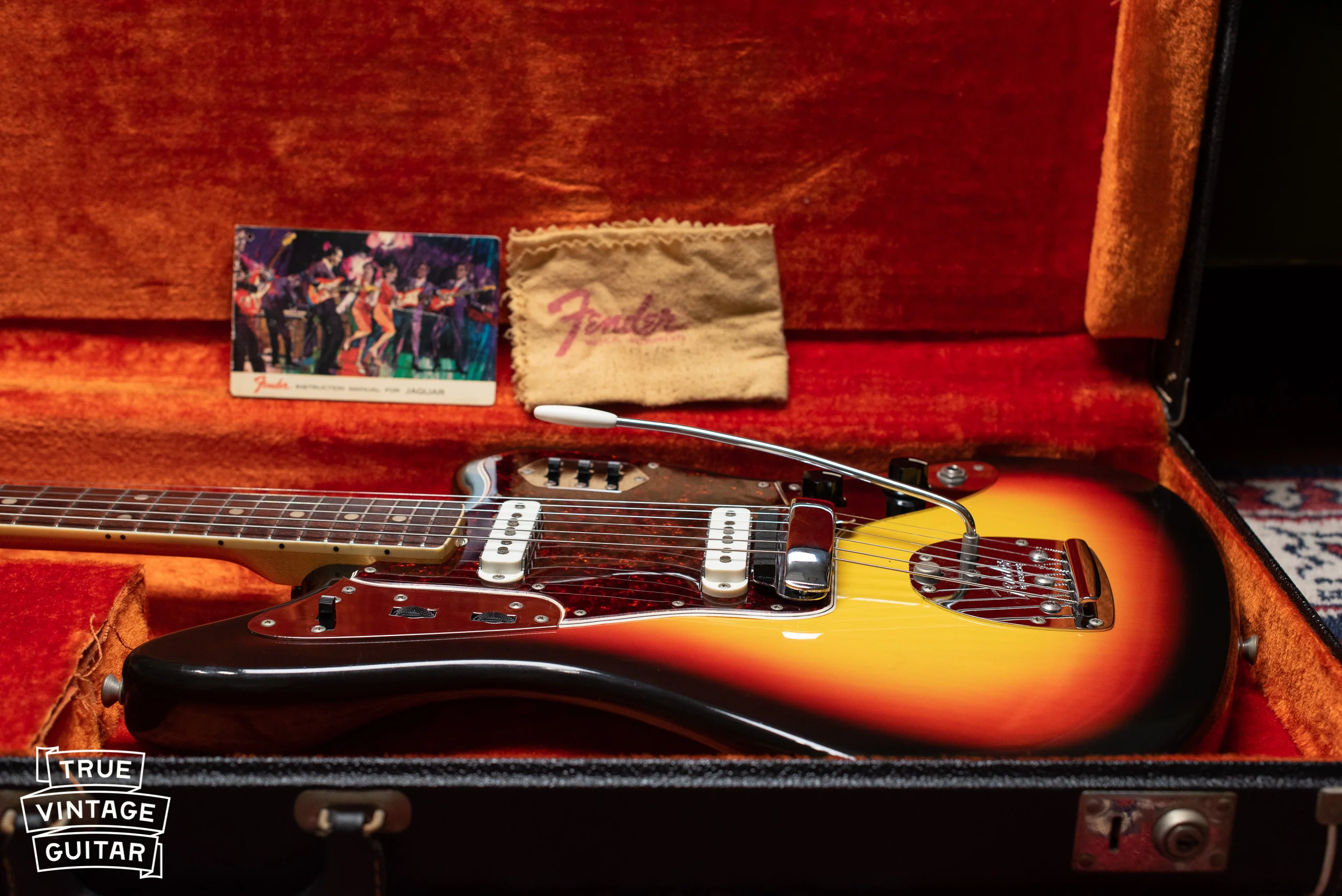 1966 Fender Jaguar Sunburst with hangtag and polish cloth - Image 18