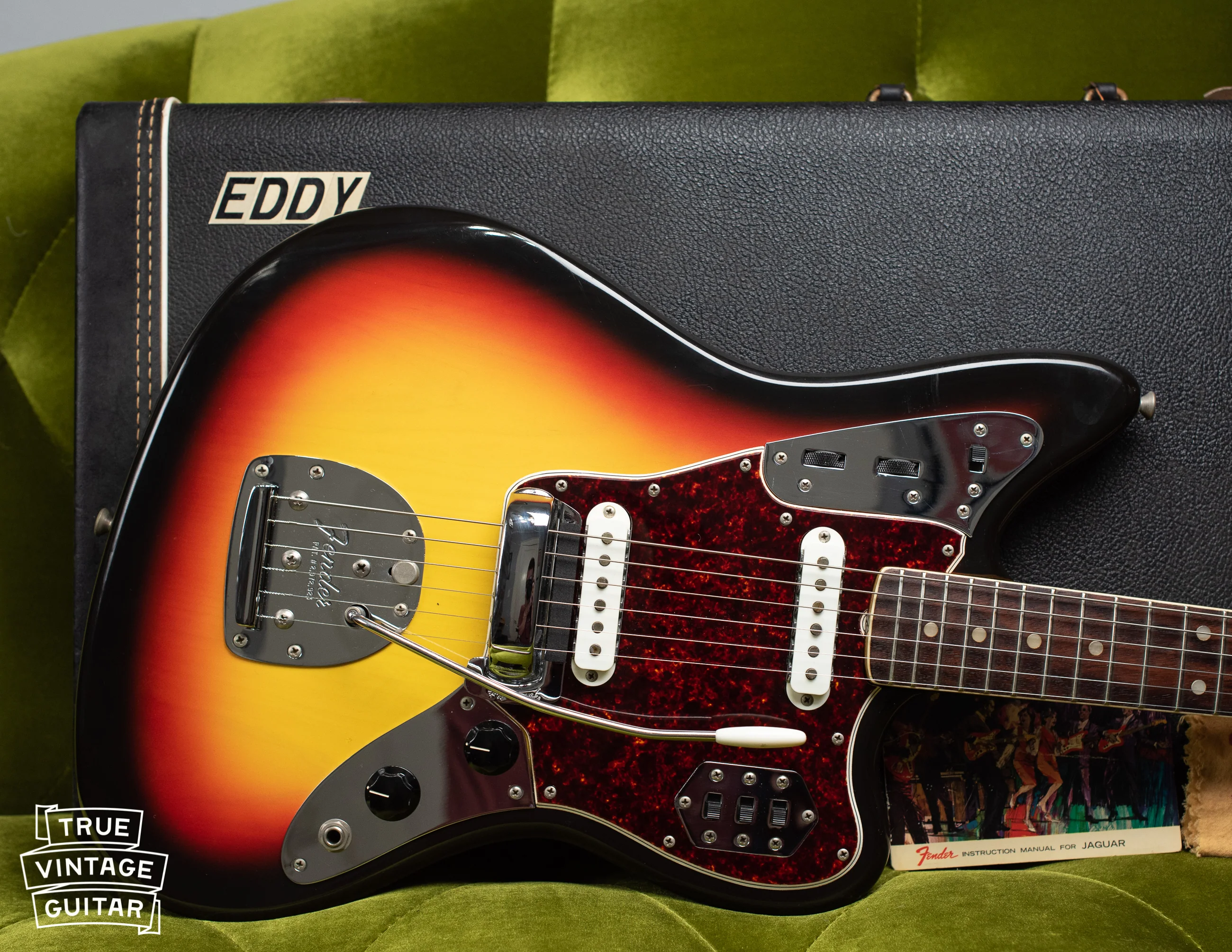 1966 Fender Jaguar Sunburst with hangtag and polish cloth - Image 23