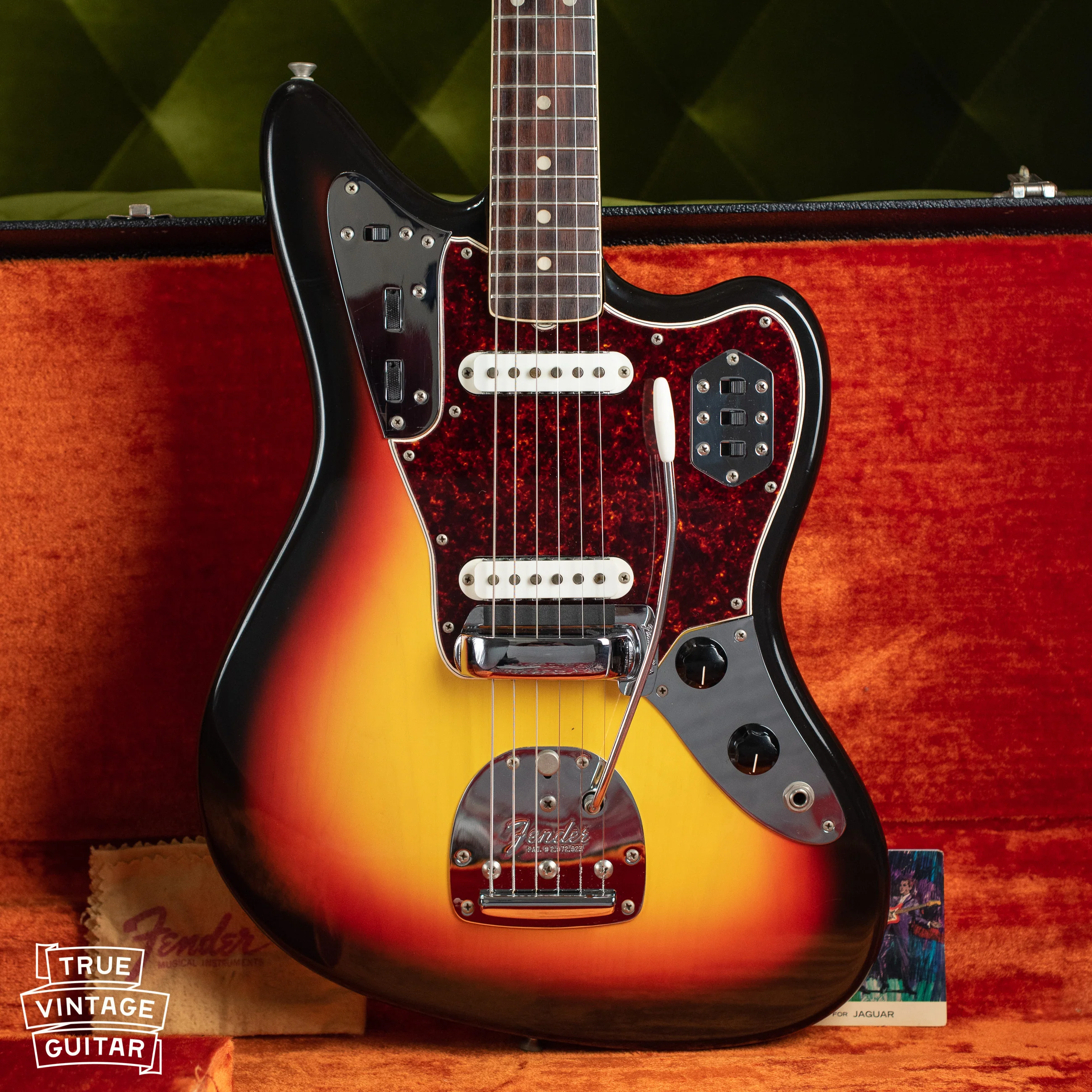 1966 Fender Jaguar Sunburst with hangtag and polish cloth - Image 4