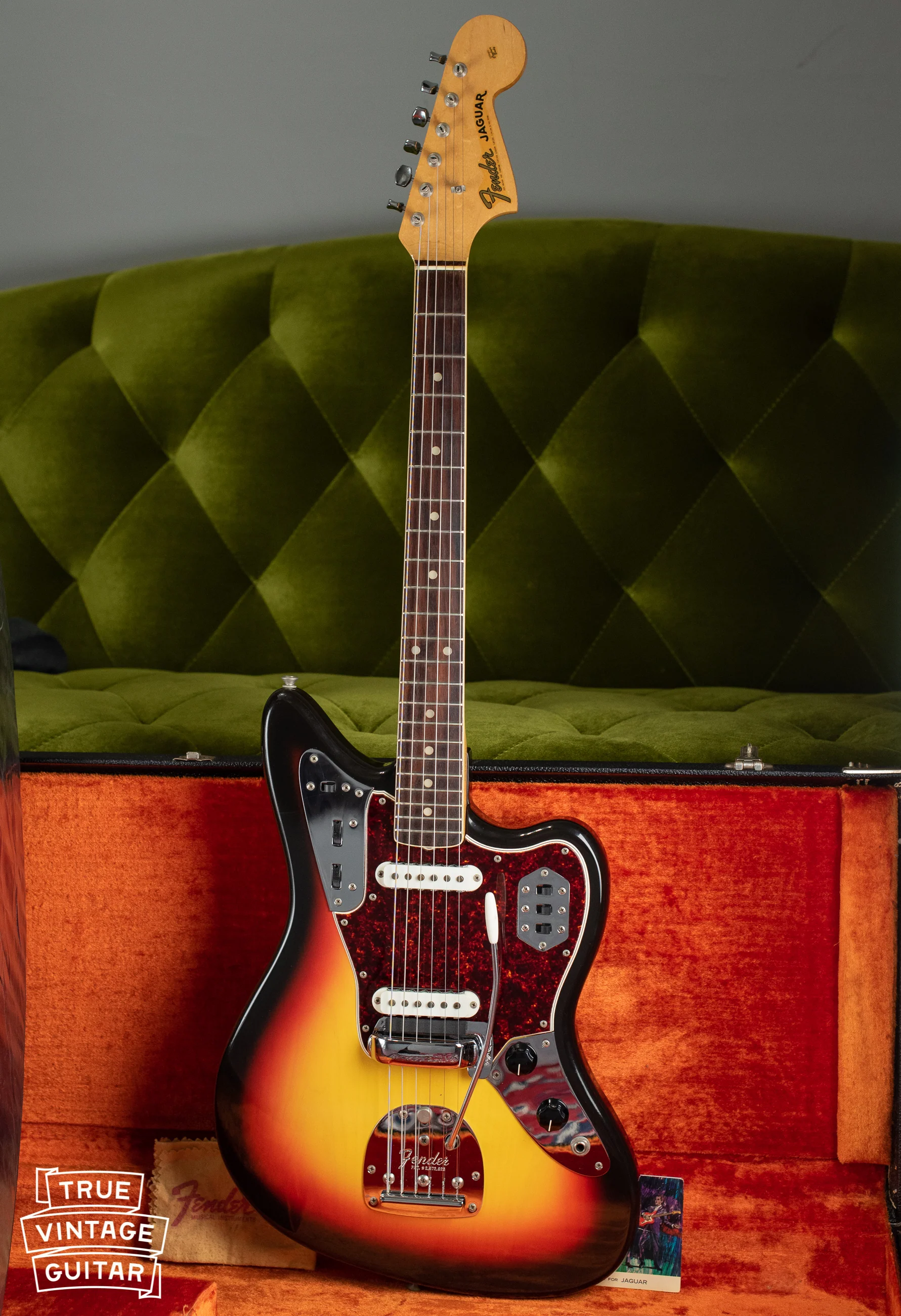 1966 Fender Jaguar Sunburst with hangtag and polish cloth - Image 5