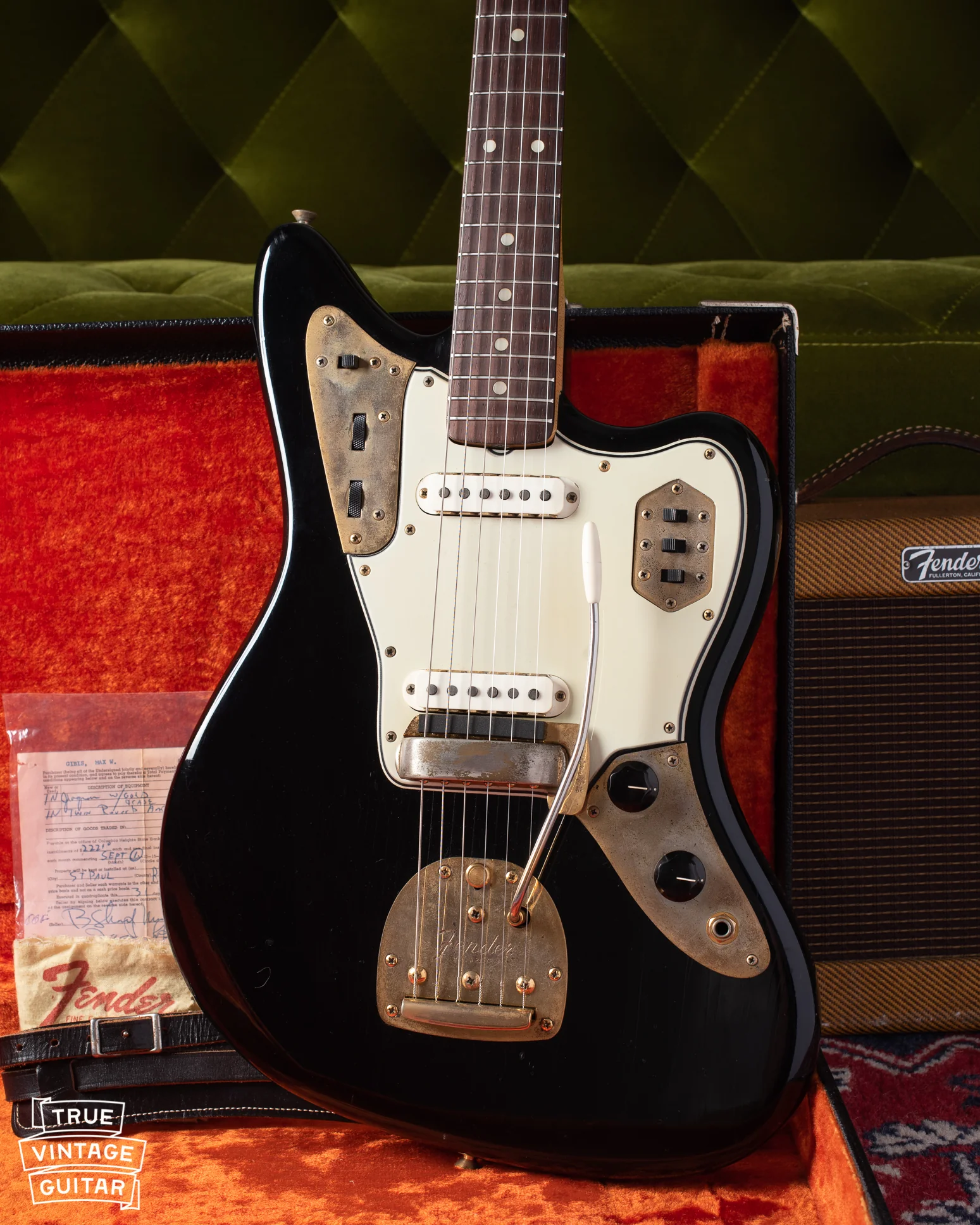 Fender Jaguar 1965 Black with Gold Hardware - Image 3